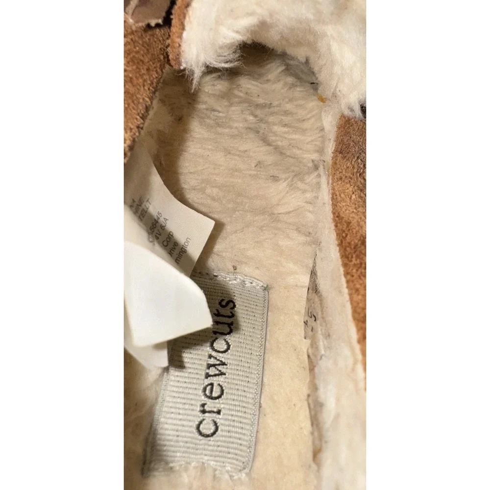 J Crew Crewcuts Moccasins Suede Faux Shearling Slippers Warm  Kids Youth Sz 12
